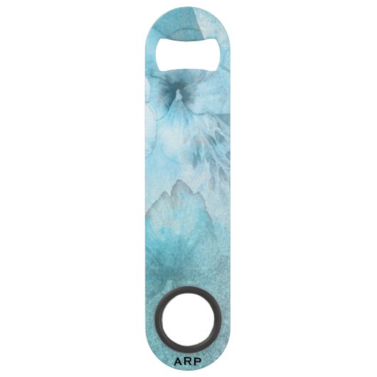 *~* Türkisblume Glitzer Celestie Wasserfarbe Speed Flaschenöffner (Vorderseite)