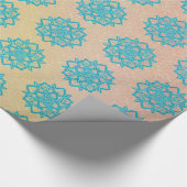 Türkisblume Glitzer Mandala Geschenkpapier (Ecke)
