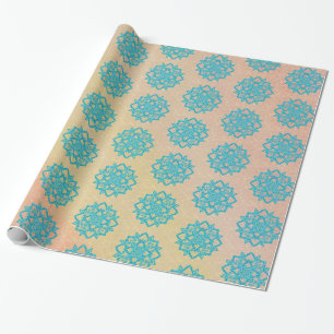 Türkisblume Glitzer Mandala Geschenkpapier