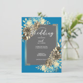 Türkisblume, grau und blassgelb einladung (Stehend Vorderseite)