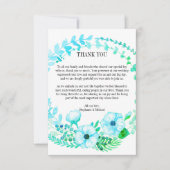 Türkisblume Hochzeit Dankeskarte (Vorderseite)