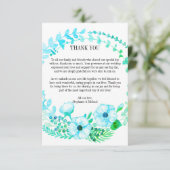 Türkisblume Hochzeit Dankeskarte (Stehend Vorderseite)