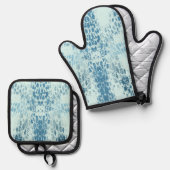 Türkisblume Ofenhandschuh & Topflappen-Set (Vorderseite/Rückseite)