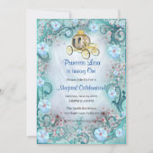 Türkisblume Prinzessin verzaubert vom 1. Geburtsta Einladung (Vorderseite)