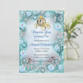 Türkisblume Prinzessin verzaubert vom 1. Geburtsta Einladung (Stehend Vorderseite)