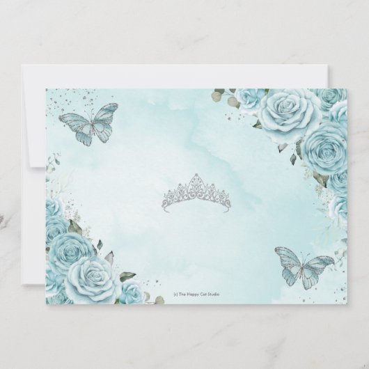 Türkisblume Quinceanera Süße 16 Schmetterlinge Save The Date (Rückseite)