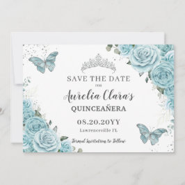Türkisblume Quinceanera Süße 16 Schmetterlinge Save The Date
