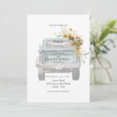 Türkisblume Redneck Wedding Cowboy Hat Einladung (Stehend Vorderseite)