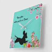 Türkisblume Silhouette Dackel Wand Uhr (Winkel)