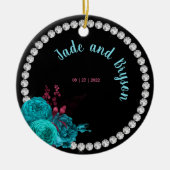 Türkisblume und Mauve Eleganter Kristall Keramik Ornament (Vorne)