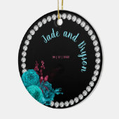 Türkisblume und Mauve Eleganter Kristall Keramik Ornament (Links)