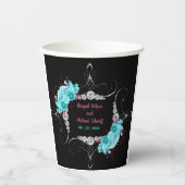 Türkisblume und Mauve Eleganter Kristall Pappbecher (Vorderseite)