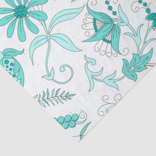 Türkisblumen-Serie Design 7 Gewebepapier Seidenpapier (Detail)
