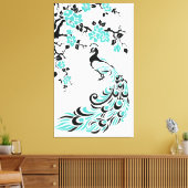 Türkisblüten und Kirschblüten Leinwanddruck (Insitu (Wohnzimmer))