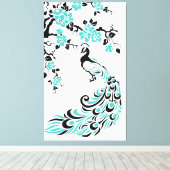 Türkisblüten und Kirschblüten Leinwanddruck (Insitu (Holzboden))