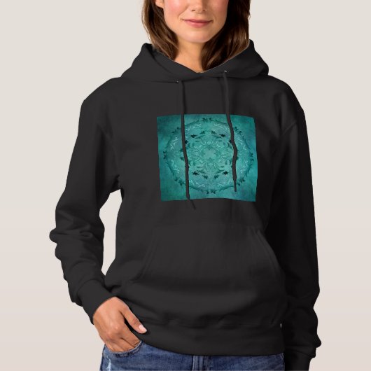 Türkisblütengrunge mandala hoodie (Vorderseite)