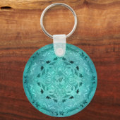 Türkisblütengrunge mandala schlüsselanhänger (Vorderseite)