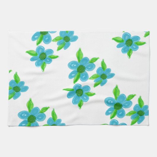 Türkisblütenmuster Handtuch (Horizontal)
