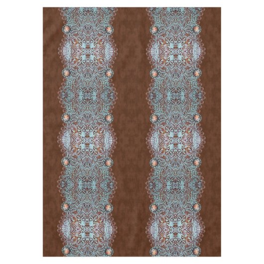 Türkisblütenmuster Western Tischdecke (Vorderseite)