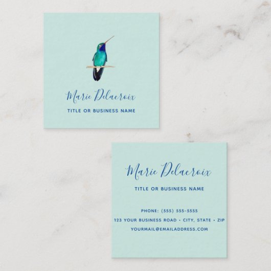 Türkisblütler Hummingbird Quadratische Visitenkarte (Vorne/Hinten)