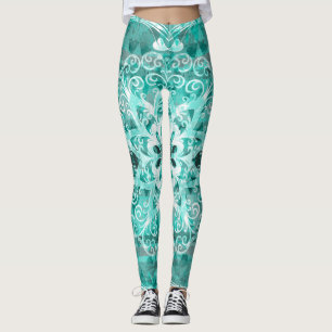 TürkisBohemische Mandala-Spitze Leggings