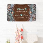 Türkisbraun Cowboy Western Hochzeit Banner (Insitu)