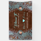Türkisbraun Cowboy Western Hochzeit Banner (Vertikal)