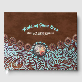 Türkisbraun Cowboy Western Hochzeit Gästebuch