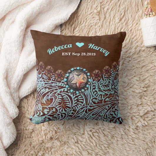 Türkisbraun Cowboy Western Hochzeit Kissen (Decke)