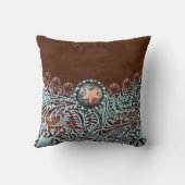 Türkisbraun Cowboy Western Hochzeit Kissen (Rückseite)