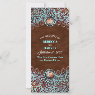 Türkisbraun Cowboy Western Hochzeitsprogramme