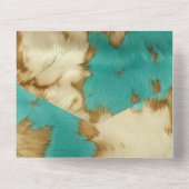 Türkisbraun Creme Animal Cowhide Western All In One Einladung (Rückseite)