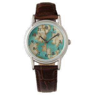 Türkisbraun Creme Animal Cowhide Western Armbanduhr