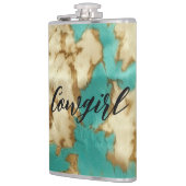 Türkisbraun Creme Animal Cowhide Western Flachmann (Links)