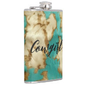 Türkisbraun Creme Animal Cowhide Western Flachmann (Rechts)