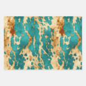 Türkisbraun Creme Animal Cowhide Western Geschenkpapier Set (Vorderseite 2)