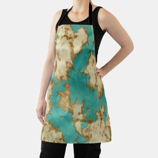 Türkisbraun Creme Animal Cowhide Western Schürze (InSitu)