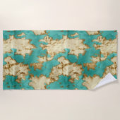 Türkisbraun Creme Animal Cowhide Western Strandtuch (Vorderseite)