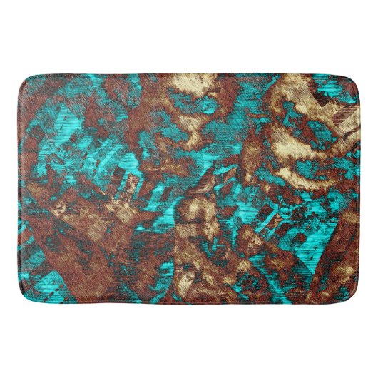Türkisbraun Modernes Abstraktes, gestörtes Muster Badematte (Vorderseite)