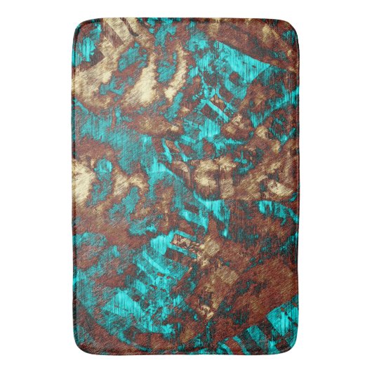 Türkisbraun Modernes Abstraktes, gestörtes Muster Badematte (Vorderseite Vertikal)