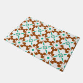 Türkisbraun und weißes spanisches Fliesenmuster Fußmatte (Schrägansicht)