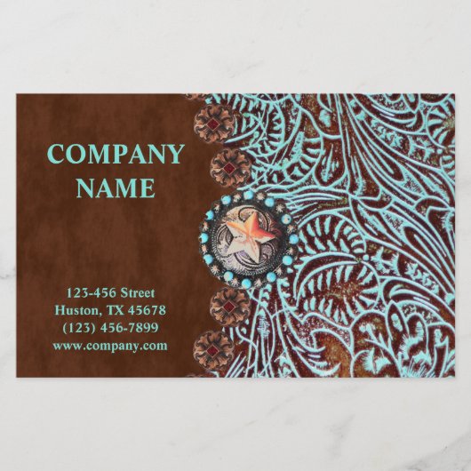 Türkisbraun Western aus geschliffenem Glattleder Flyer (Vorne)