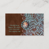 Türkisbraun Western aus geschliffenem Glattleder Visitenkarte (Rückseite)