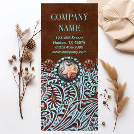 Türkisbraun Western aus geschliffenem Glattleder Werbekarte