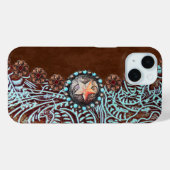 Türkisbraun Western aus lackiertem Leder Case-Mate iPhone Hülle (Rückseite (Horizontal))
