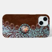 Türkisbraun Western aus lackiertem Leder Case-Mate iPhone Hülle (Rückseite (Horizontal))
