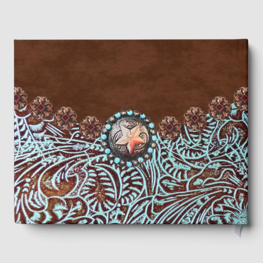 Türkisbraun Western aus lackiertem Leder Gästebuch (Rückseite)