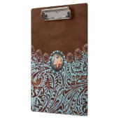 Türkisbraun Western aus lackiertem Leder Klemmbrett (Links)