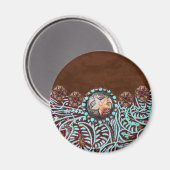 Türkisbraun Western aus lackiertem Leder Magnet (Vorderseite/Rückseite)