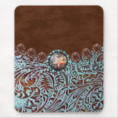Türkisbraun Western aus lackiertem Leder Mousepad (Vorne)
